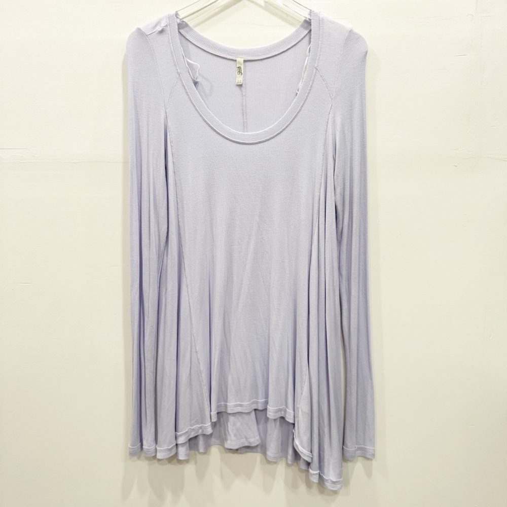 Free People Long Sleeve Scoop Neck Shirt Top Medium Light Lavender
